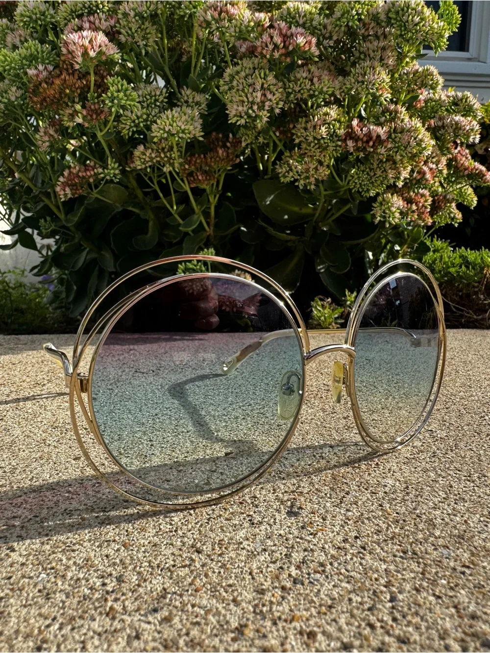 Chloe Carlina RARE 2020 Round Gradient Lens Sunglasses - Pink & Blue